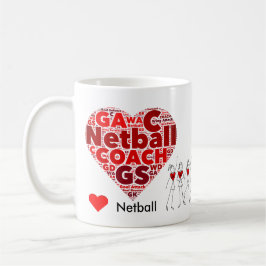 Heart Posities Word Cloud Netball-trainer Koffiemok