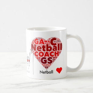 Heart Posities Word Cloud Netball-trainer Koffiemok