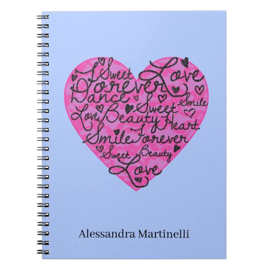 Heart positieve woorden lavender notitieboek (Voorkant)