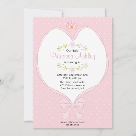 Heart Princess Invitation Kaart (Voorkant)