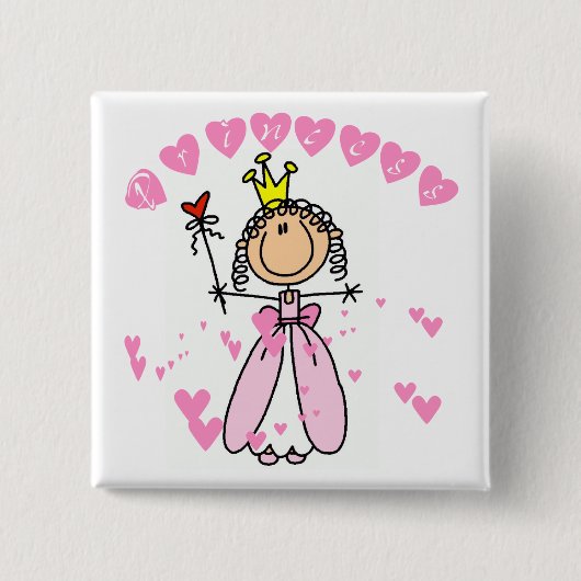 Heart Princess Stick Figuur Tshirts en Gifts Vierkante Button 5,1 Cm (Voorkant)