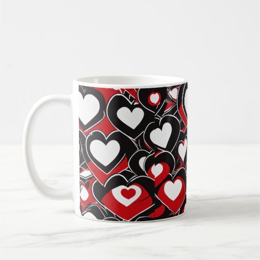 Heart Print - Romantische Valentijnse keramische M Koffiemok (Links)