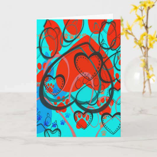 Heart Prints Pet Sympathy Card Kaart (Gele Bloem)