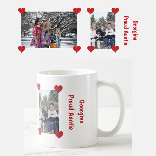 Heart Proud Auntie Love Personalize Foto Name Koffiemok