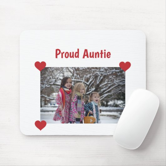 Heart Proud Auntie Love Personalize Photo Make Muismat (Met muis)
