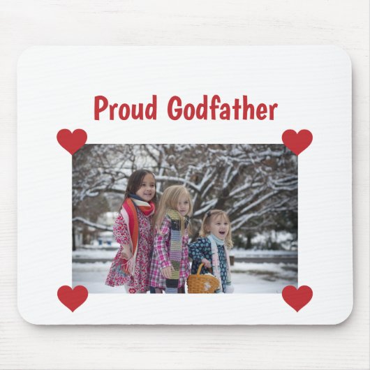 Heart Proud Godfather Love Personalize Photo Make Muismat (Voorkant)