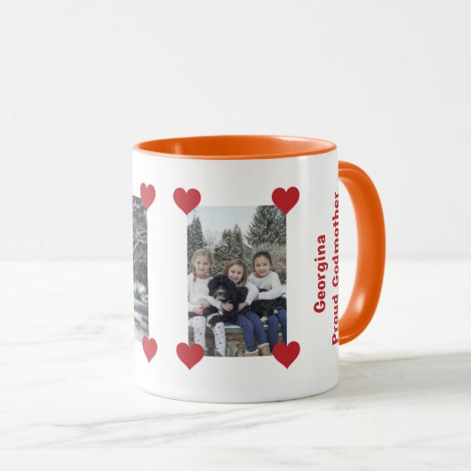 Heart Proud Godmoeder Love Personalize Photos Name Mok (Voorkant rechts)