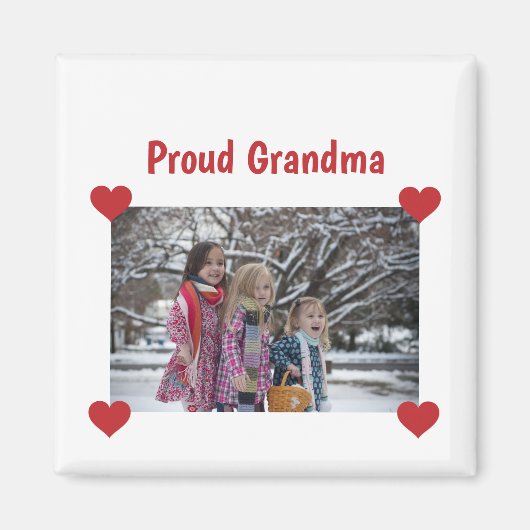 Heart Proud Grandma Love Personalize Foto Make Magneet (Voorkant)