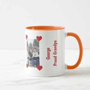 Heart Proud Grandpa Love Personalize Fotonaam Mok