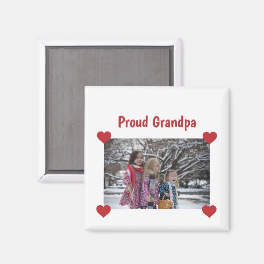Heart Proud Grandpa Love Personalize Photo Make Magneet (Voorkant / Achterkant)