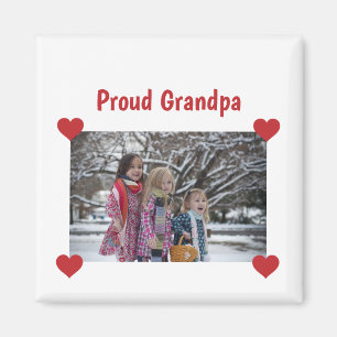 Heart Proud Grandpa Love Personalize Photo Make Magneet