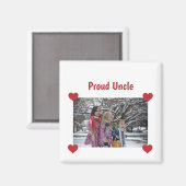 Heart Proud oom Love Personalize Foto Make Magneet (Voorkant / Achterkant)