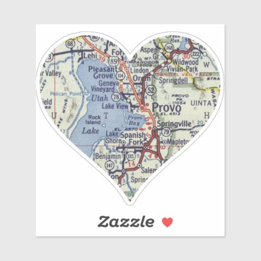Heart Provo Utah  Map Sticker (Vel)