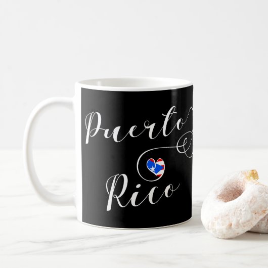 Heart Puerto Rico Flag Mok, Puerto Ricaans design Koffiemok (Met donut)