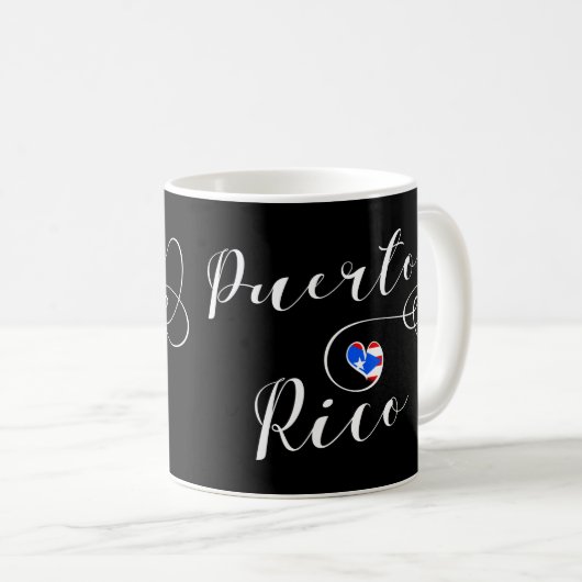 Heart Puerto Rico Flag Mok, Puerto Ricaans design Koffiemok (Voorkant rechts)