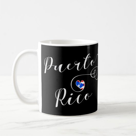 Heart Puerto Rico Flag Mok, Puerto Ricaans design Koffiemok (Links)