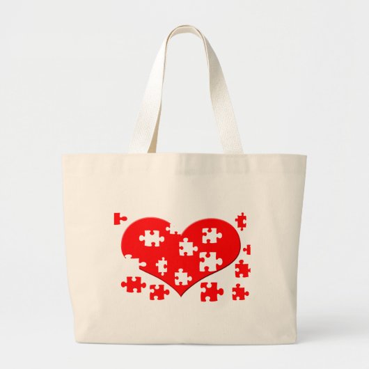 Heart Puzzle Bag Grote Tote Bag (Voorkant)