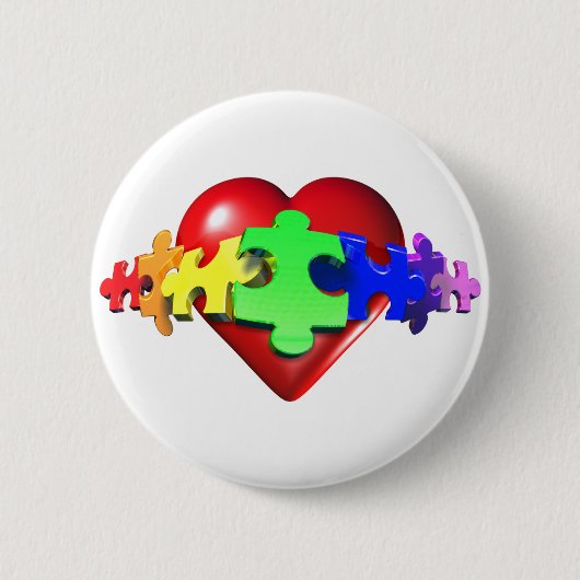 Heart Puzzle Links Ronde Button 5,7 Cm (Voorkant)