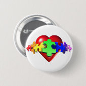 Heart Puzzle Links Ronde Button 5,7 Cm (Voorkant /achterkant)