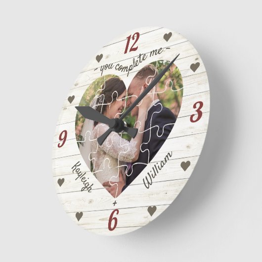 Heart Puzzle Weddenschap Foto Je maakt me compleet Ronde Klok (Hoek)