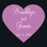 Heart Radiant Orchid Wedding Stickers<br><div class="desc">Hartenradiant orchidee trouwstickers met aanpasbare tekst</div>