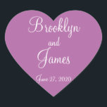 Heart Radiant Orchid Wedding Stickers<br><div class="desc">Hartenradiant orchidee trouwstickers met aanpasbare tekst</div>