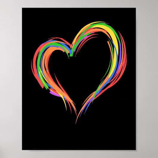 Heart Rainbow Flag LGBT Gay Les Pride Support LGBT Poster (Voorkant)