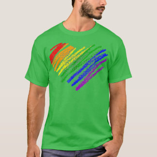 Heart Rainbow Flag LGBT Gay Les Pride Support LGBT T-shirt