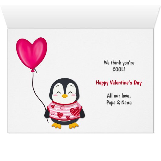 Heart Rainbow Penguin Kinder Valentijn (Binenzijde Horizontaal (Onderkant))