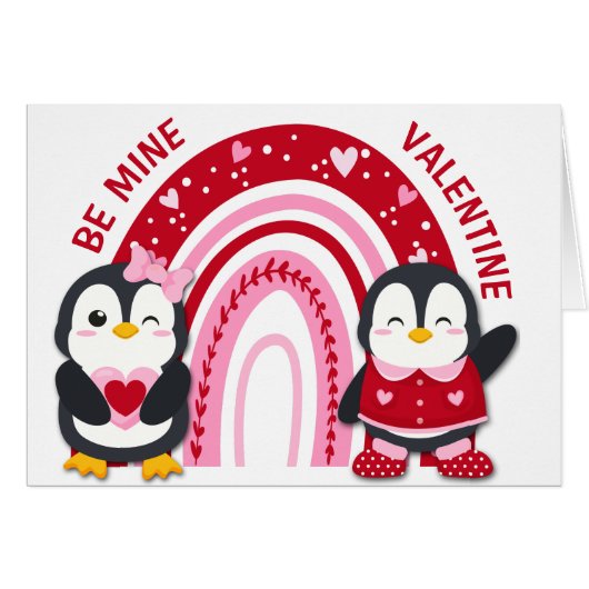 Heart Rainbow Penguin Kinder Valentijn (Voorkant Horizontaal)