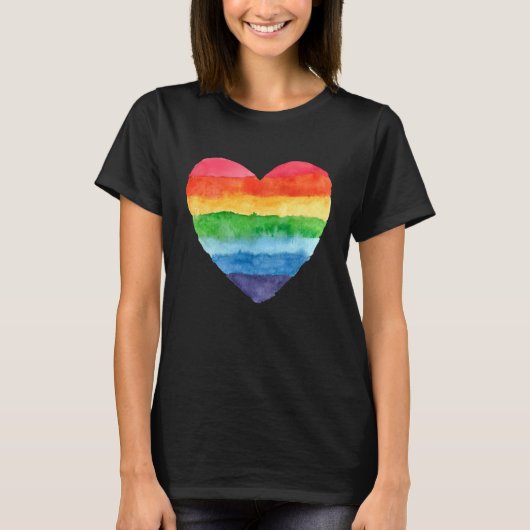 Heart Rainbow Waterverf Cute T-shirt (Voorkant)