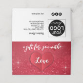 Heart Red Glitter Love Valentijnsdag Gift Kaart Plaatskaartje (Buitenkant ongevouwen)