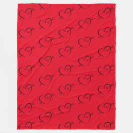 Heart red large sherpa blanket fleece deken