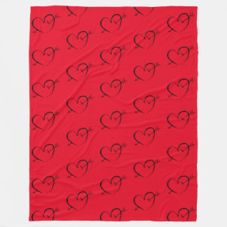 Heart red large sherpa blanket fleece deken