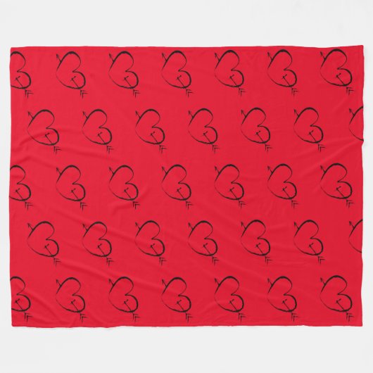 Heart red large sherpa blanket fleece deken (Voorkant (Horizontaal))