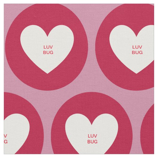 Heart Red Luv Bug Fabric Stof (Close Up)