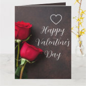 Heart Red Rose Brown Glossy Beauful Valentijn Kaart (Gele Bloem)