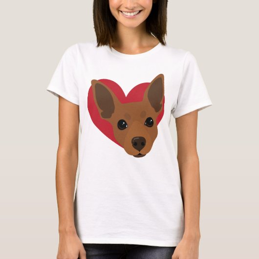 Heart Red Rust Min Pin T-Shirt No4 (Voorkant)