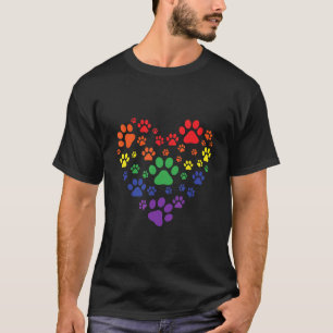 HEART Regenboog Hond Lieftde Pootafdrukken, Gay Pr T-shirt