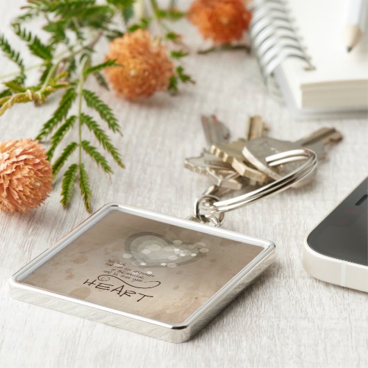 Heart Religieuze Aanmoediging, Grunge Sleutelhanger (Zijkant)