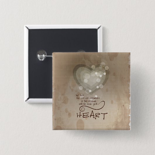 Heart Religieuze Aanmoediging, Grunge Vierkante Button 5,1 Cm (Voorkant /achterkant)
