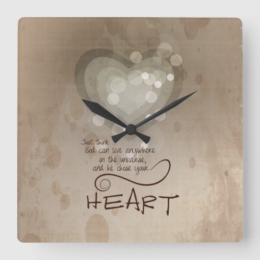 Heart Religieuze Aanmoediging, Grunge Vierkante Klok (Voorkant)