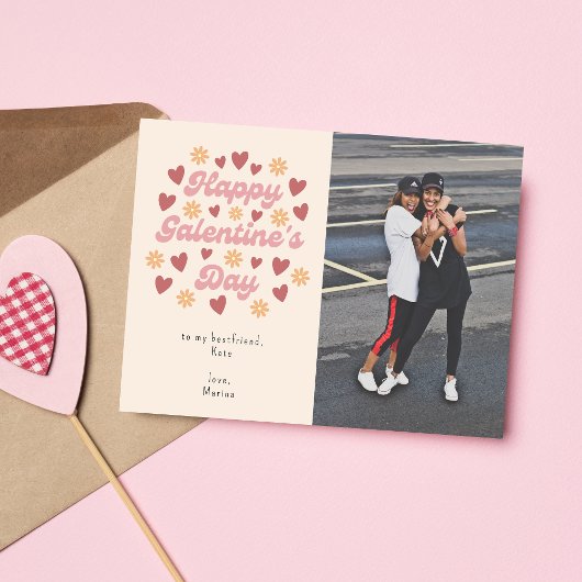 Heart Retro Happy Galentine's Day BestVriendelijke Briefkaart