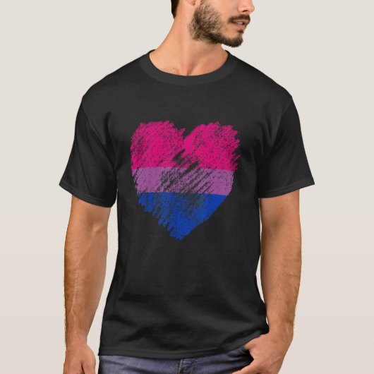 Heart Retro LGBT Pride Month Support LGBTQ Flag Bi T-shirt (Voorkant)