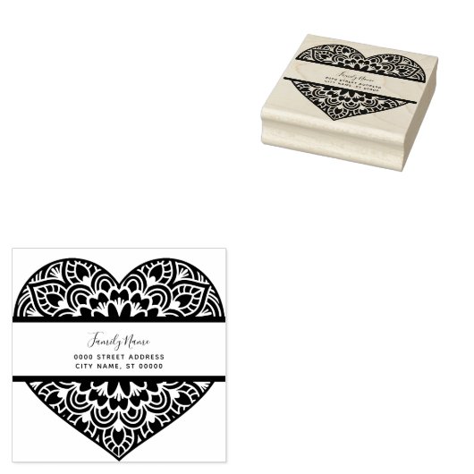 Heart Return Adres Rubber Stamp Rubberstempel (Gestempeld)