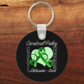 Heart Ribbon - Bewustmaking van de kroon Sleutelhanger (Voorkant)