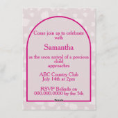 Heart Ribbon Bright Pink Baby Shower Invitation Kaart (Achterkant)
