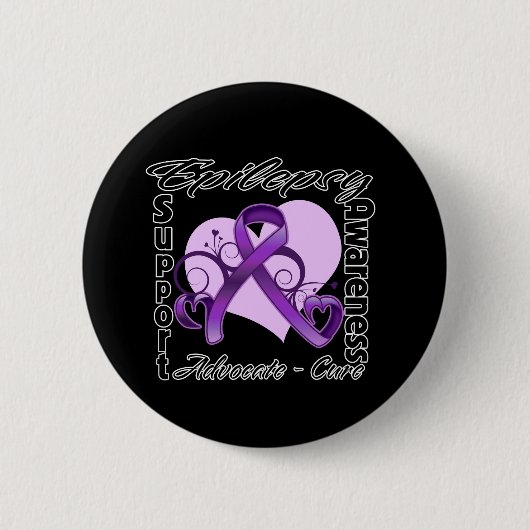 Heart Ribbon - Epilepsy Bewustheid Ronde Button 5,7 Cm (Voorkant)