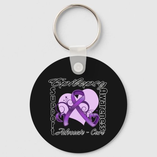 Heart Ribbon - Epilepsy Bewustheid Sleutelhanger (Voorkant)