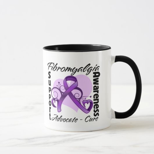 Heart Ribbon - Fibromyalgie Bewustheid Mok (Rechts)